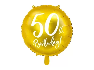 Fóliový balónik zlatý - 50th Birthday - 45 cm