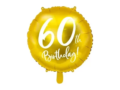 Fóliový balónik zlatý - 60th Birthday - 45 cm