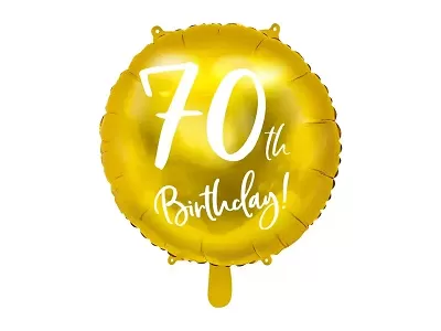 Fóliový balónik zlatý - 70th Birthday - 45 cm