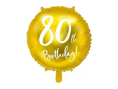 Fóliový balónik zlatý - 80th Birthday - 45 cm