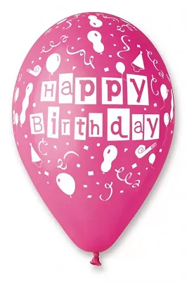 Latexový balonek s potiskem Happy Birthday kostičky