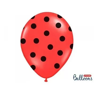 Latexový balónik červený s čiernymi bodkami 36 cm