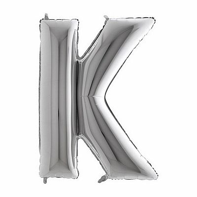 Fóliové písmeno K strieborné 102 cm