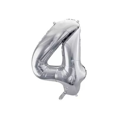 Fóliová číslica - strieborná 4 - 86 cm