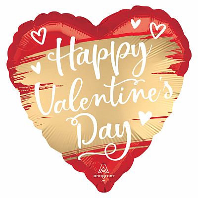 Fóliový balónik Satin Luxe golden - Happy Valentín 43 cm