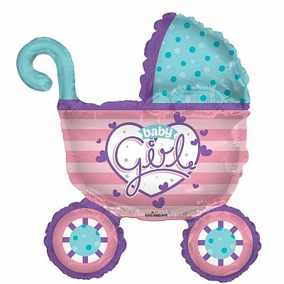 Fóliový balónek Kočárek BABY GIRL 91 cm