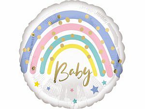 Fóliový balónik Kruh - Baby a dúha 43cm