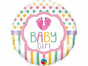 Fóliový balónik Kruh - Baby girl krôčiky 46cm
