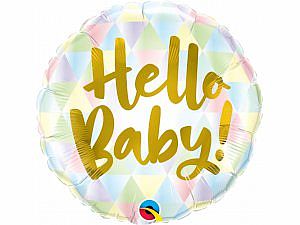 Fóliový balónik Kruh - Hello baby! 45cm