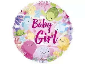 Fóliový balónik Kruh - Morský svet baby girl 46cm