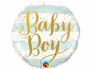 Fóliový balónik Kruh - prúžky Baby boy 45cm