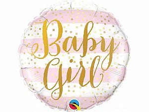 Fóliový balónik Kruh - prúžky Baby girl 45cm