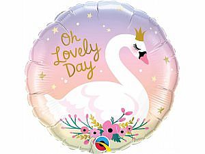Fóliový balónik Kruh - Labuť "Oh Lovely day" 45cm