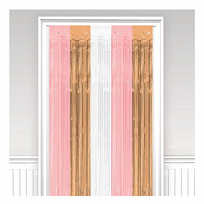 Party závěs rose gold - pruhy 90 x 250 cm