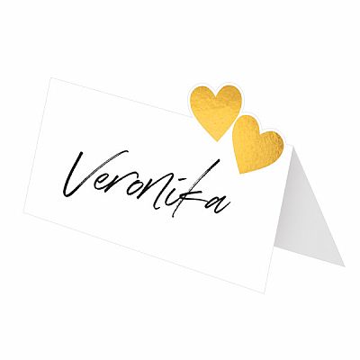 Menovky k svadobnému stolu - zlaté srdiečka 8 ks