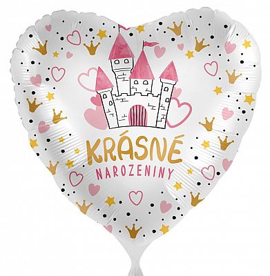 Fóliový balónik Krásne narodeniny - Princeznovský hrad - 43cm