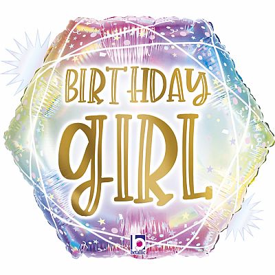 Fóliový balónik Birthday Girl Pastel Hexagon 46cm