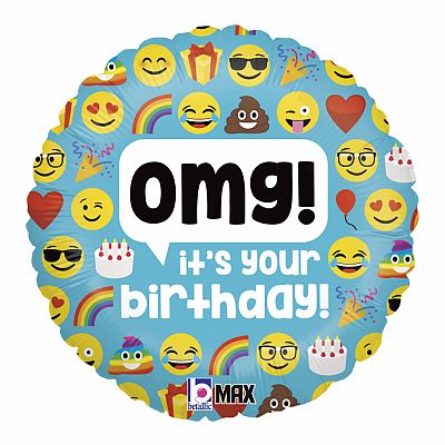 Fóliový balónik Emoji OMG Birthday 46cm