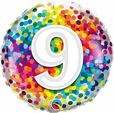Fóliový balónik Kruh - Farebné Konfety 9 - 45cm