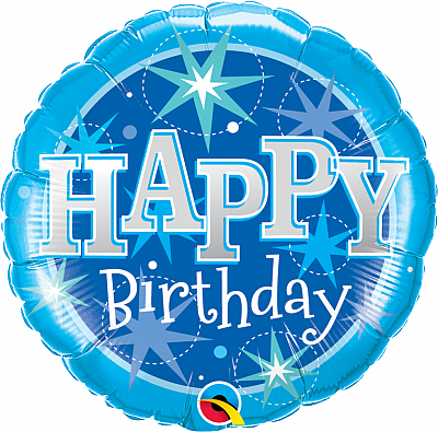 Fóliový balónik Kruh - BDAY Sparkle Modrý 45cm