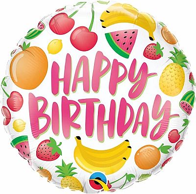 Fóliový balónik Kruh - Birthday Ovocie 45cm