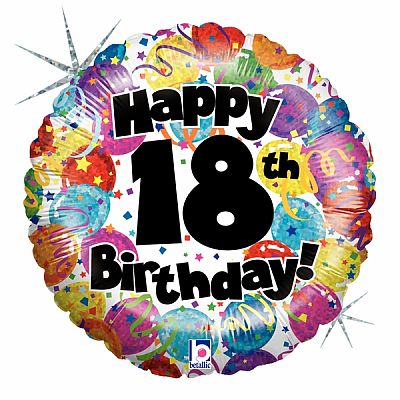 Fóliový balónik Okrúhly 18th HB Holographic 45cm