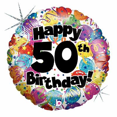 Fóliový balónik Okrúhly 50th HB Holographic 45cm