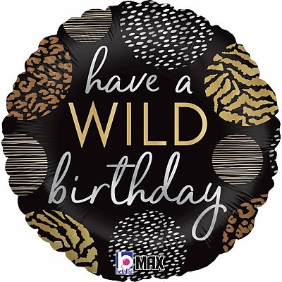 Fóliový balónik Wild Birthday Čierny 46cm