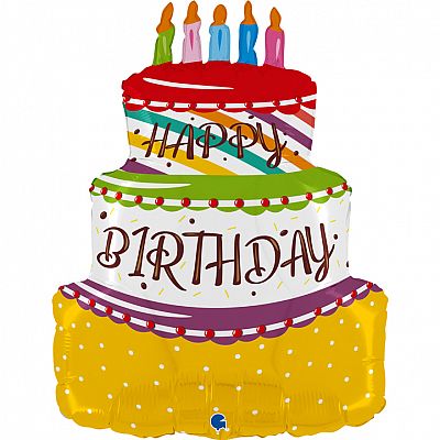 Fóliový balónik Torta farebná HB a sviečky 69cm