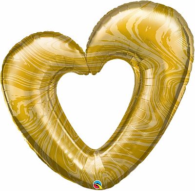 Fóliový balónik Srdce - Zlaté marble 104cm
