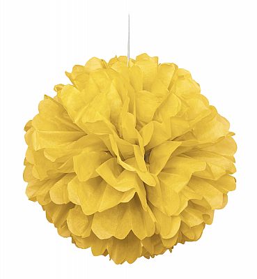 Dekorační závěsný pom pom žlutý, 40cm