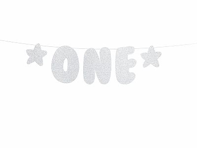 Závěsný baner "ONE" s hvězdičkami, stříbrný