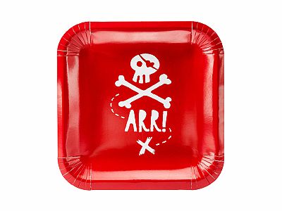 Talířky papírové "Pirátská party" červené 6ks