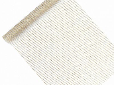 Organza potištěná, zlatý potisk proužky 0.48x9m