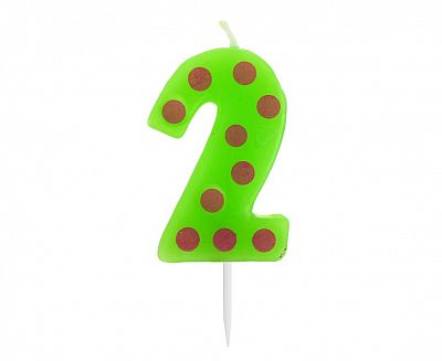 Svíčka dortová TEČKY "2" 6cm