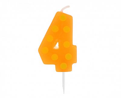 Sviečka tortová bodky "4" 6cm