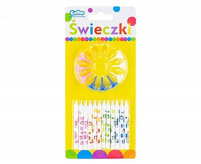 Svíčky dortové bílé s potiskem 6,3cm / 12ks