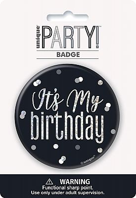 Narozeniná brož "Its my birthday" černá s tečkami