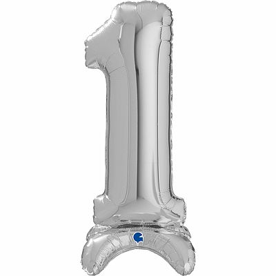 Fóliová číslice stojící stříbrná 1 - 64cm