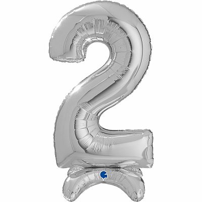 Fóliová číslica stojaca strieborná 2 - 64cm