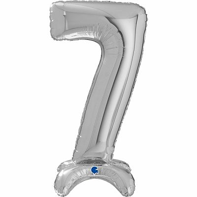 Fóliová číslica stojaca strieborná 7 - 64cm