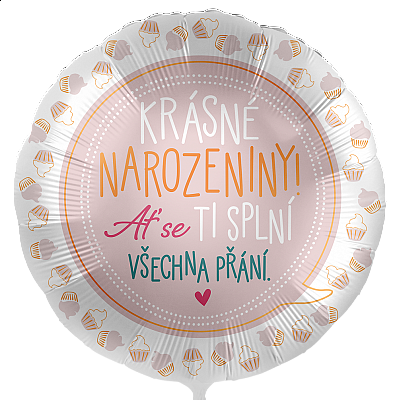 Fóliový balónik Krásne narodeniny CZ 43cm