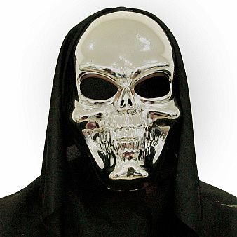 Halloweenská maska - Lebka - stříbrná
