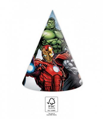 Papírové párty čepičky Avengers 6 ks