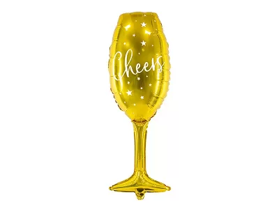 Fóliový balónik pohár sektu - zlatá Cheers 80 cm