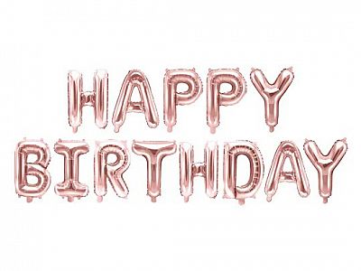 Fóliový nápis HAPPY BIRTHDAY v Rosegold farbe 340 x 35 cm