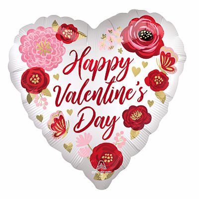 Fóliový balónik Jumbo srdce - Happy Valentín 71 cm