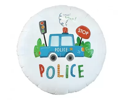 Fóliový balónik okrúhly - Policajné auto - 45 cm