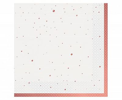 Papírové ubrousky bílé s tečkami rosegold 20 ks - 33 x 33 cm