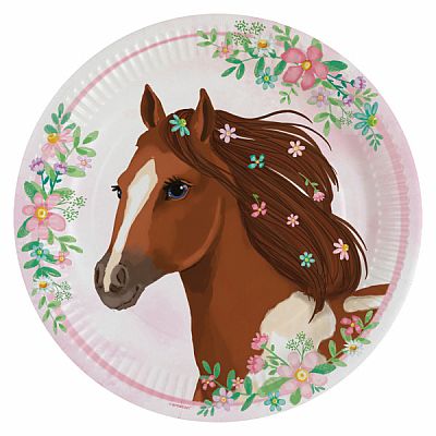 Papírové talíře - koně 23 cm - 8 ks